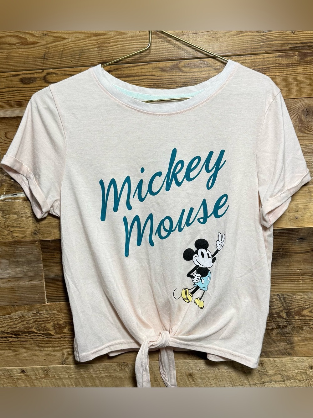 Disney Mickey Mouse Old School Tie Front graphic tshirt pink pyjamas retro pinup